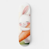 Cute Watercolor Spring Bunny Carrot スケートボード (正面)
