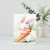 Cute Watercolor Spring Bunny Carrot 案内ポストカード (スタンド正面)