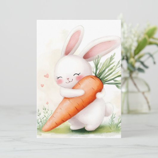 Cute Watercolor Spring Bunny Carrot 案内状 (スタンド正面)