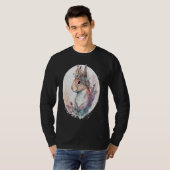 Cute Watercolor Squirrel Flower Crown Animal Tシャツ (正面フル)