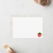 Cute Watercolor Strawberry Custom Blank ノートカード (正面/裏面インサイチュ)