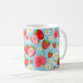 Cute Watercolor Strawberry Seamless Pattern コーヒーマグカップ (正面右)
