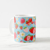 Cute Watercolor Strawberry Seamless Pattern コーヒーマグカップ (正面左)
