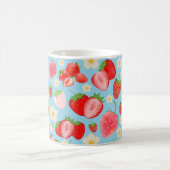 Cute Watercolor Strawberry Seamless Pattern コーヒーマグカップ (中央)