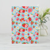 Cute Watercolor Strawberry Seamless Pattern 招待状 (スタンド正面)