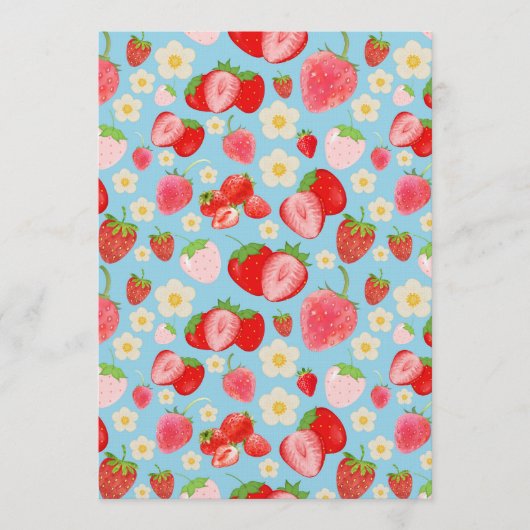 Cute Watercolor Strawberry Seamless Pattern 招待状 (正面)