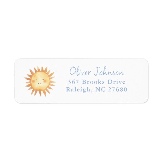 Cute watercolor sun baby boy ラベル (正面)