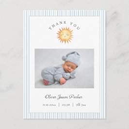 Cute watercolor sun Baby Boy Birth Announcement ポストカード