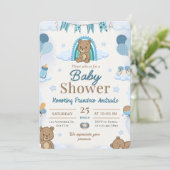 Cute Watercolor Teddy Bear Baby Shower Invitation 招待状 (スタンド正面)