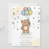 Cute Watercolor Teddy bear Illustration babyshower 招待状 (正面)