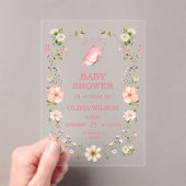 Cute Watercolor Teddy Bear Sleeping on Cloud Baby  アクリル招待状 (インサイチュ (ポータブル))