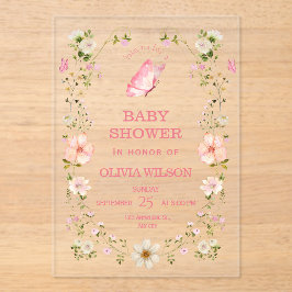 Cute Watercolor Teddy Bear Sleeping on Cloud Baby  アクリル招待状