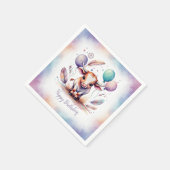 Cute Watercolor Texas Longhorn Balloons Birthday  スタンダードカクテルナプキン (角)