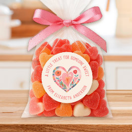 Cute Watercolor Valentine Heart Sweet Treat ラウンドシール