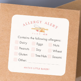 Cute Watercolor Whisk Pin Allergy Alert スクエアシール