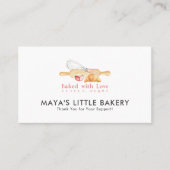 Cute Watercolor Whisk Pin Bakery Loyalty Rewards 名刺 (正面)