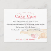 Cute Watercolor Whisk Pin Cake Care Instructions サンキューカード (正面)
