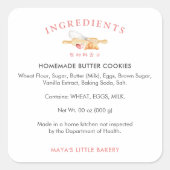 Cute Watercolor Whisk Pin Ingredient Product スクエアシール (正面)