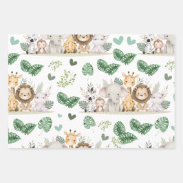 Cute Watercolor Woodland Animals ラッピングペーパーシート