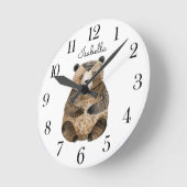 Cute Watercolor Woodland Bear  ラウンド壁時計 (傾斜)