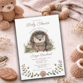 Cute Watercolor Woodland Hedgehog Baby Shower  招待状