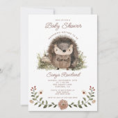 Cute Watercolor Woodland Hedgehog Baby Shower  招待状 (正面)
