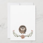 Cute Watercolor Woodland Hedgehog Baby Shower  招待状 (裏面)