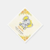 Cute Watercolor Yellow Elephant Baby shower Girl スタンダードカクテルナプキン (角)