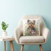 Cute Watercolor Yorkshire Terrier Puppy Dog クッション (椅子)
