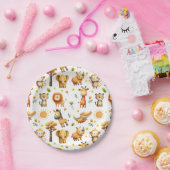 Cute Watercolor ZOO Animals Safari Pattern Festive ペーパープレート (パーティー)