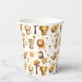 Cute Watercolor ZOO Jungle Safari Animals Pattern 紙コップ (裏面)