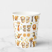 Cute Watercolor ZOO Jungle Safari Animals Pattern 紙コップ (右)