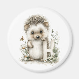 Cute watercolour baby animal alphabet Hedgehog マグネット