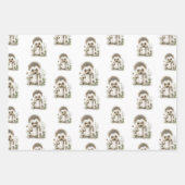 Cute watercolour baby animal alphabet Hedgehog ラッピングペーパーシート (正面3)
