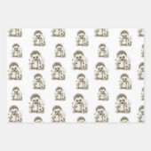 Cute watercolour baby animal alphabet Hedgehog ラッピングペーパーシート (正面)