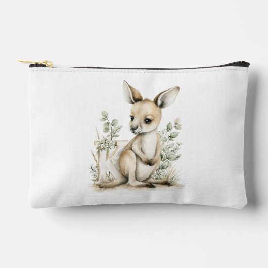 Cute watercolour baby animal alphabet Kangaroo アクセサリーポーチ (正面)