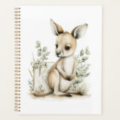 Cute watercolour baby animal alphabet Kangaroo プランナー手帳 (正面)