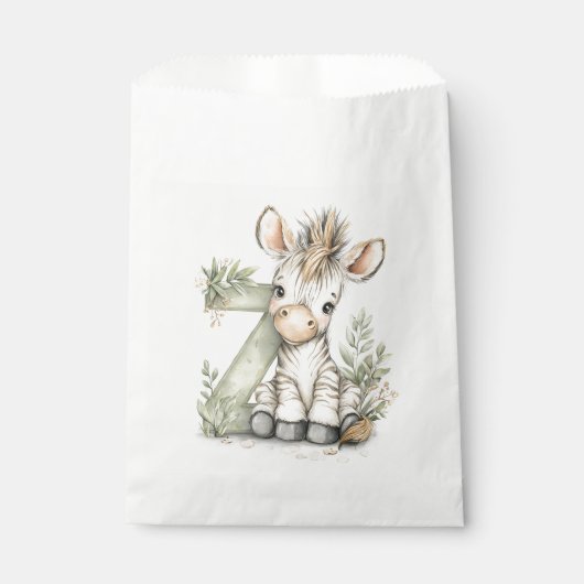 Cute watercolour baby animal alphabet Zebra フェイバーバッグ (正面)