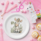 Cute watercolour baby animal alphabet Zebra ペーパープレート (パーティー)