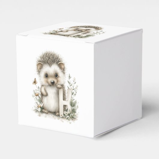 Cute Watercolour Baby Animals Alphabet Hedgehog フェイバーボックス (正面サイド)