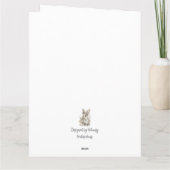 Cute Watercolour Baby Girl Elephants with Flowers  サンキューカード (裏面)