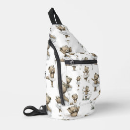 Cute Watercolour Ballerina Bear Design in tutus スリングバッグ