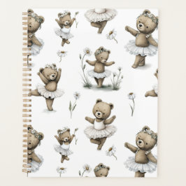 Cute Watercolour Ballerina Bear Design in tutus プランナー手帳