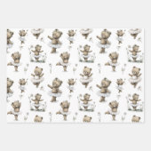 Cute Watercolour Ballerina Bear Design in tutus ラッピングペーパーシート (正面3)