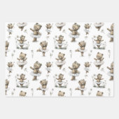Cute Watercolour Ballerina Bear Design in tutus ラッピングペーパーシート (正面)