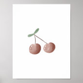 Cute Watercolour Cherry Fruit Nursery Poster ポスター (正面)