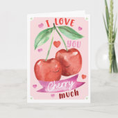 Cute Watercolour Cherry Valentine Card Anniversary カード (正面)