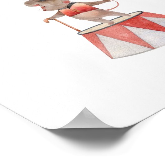 Cute Watercolour Circus Mouse Nursery ポスター (角)