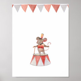 Cute Watercolour Circus Mouse Nursery ポスター