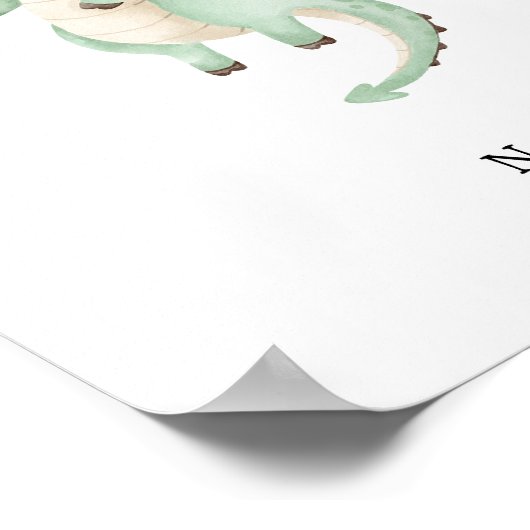 Cute Watercolour Dinosaur Name Poster ポスター (角)